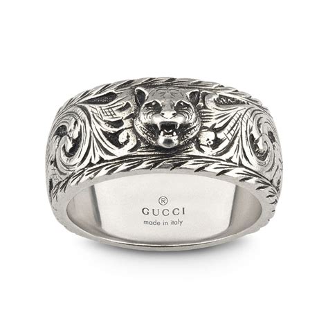 gucci gatto thin silver 10mm ring with feline head|GUCCI® US Official Site.